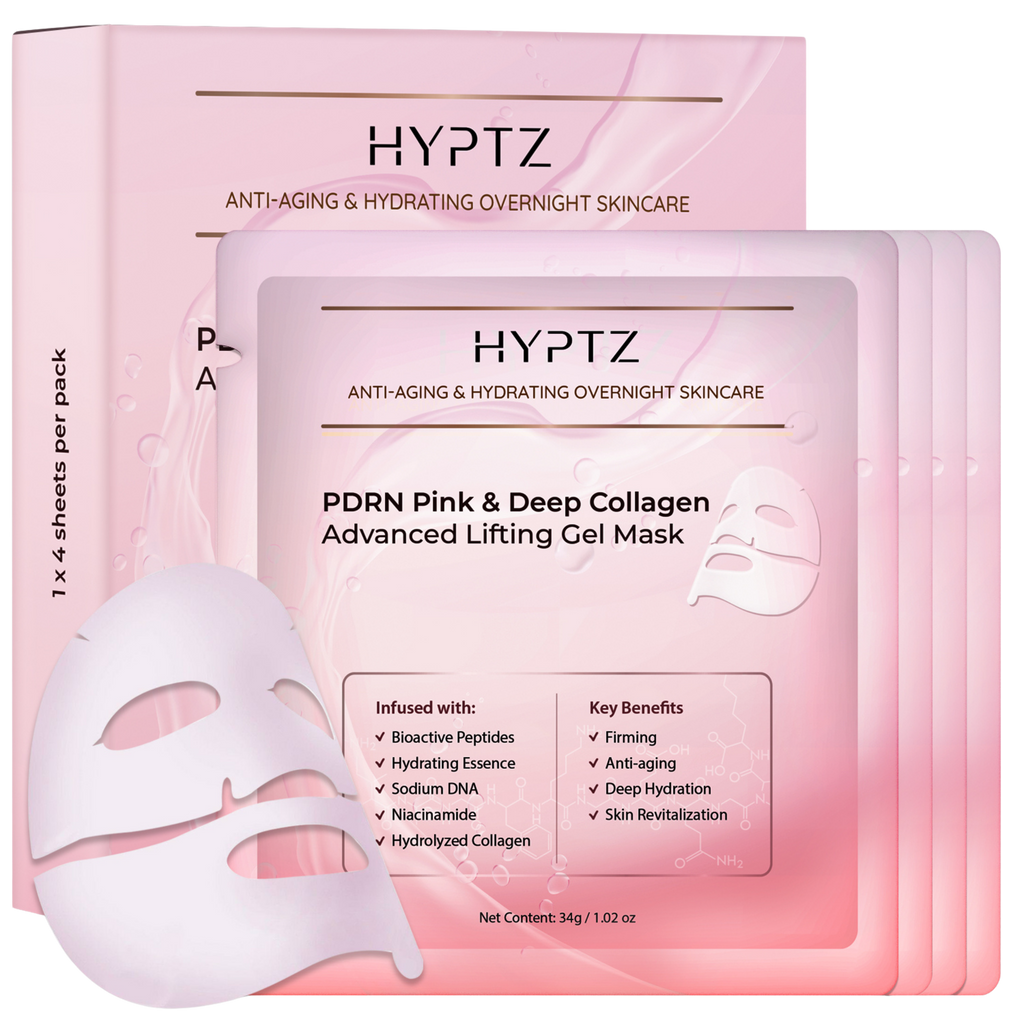 Salmon DNA PDRN Collagen Face Mask (4 PCS) – Korean Skincare Hydrogel Overnight Collagen Face Mask for Glass Skin – 4 Jelly Masks for Women and Men